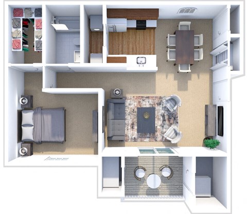 a floor plan of a 1 bedroom apartment